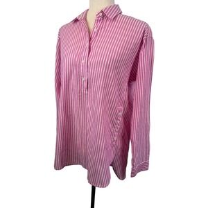 J.McLaughlin Tunic Top Women's Size XS Pink White Striped Cotton Button Down‎